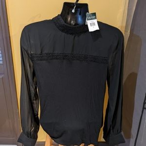 Women Ralph Lauren Black Blouse/Shirt Size L
